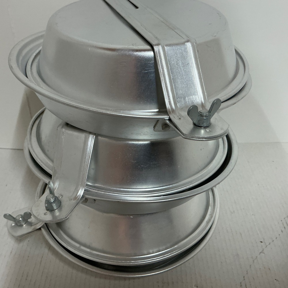 Coleman Aluminum Camping Mess Kit Lot of 3 Nesting Cookware Pans Plates Silver